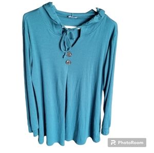 Lotusmile Women's XL Long Sleeve Hooded Tunic Tops Button Swing Pullover Hoodie